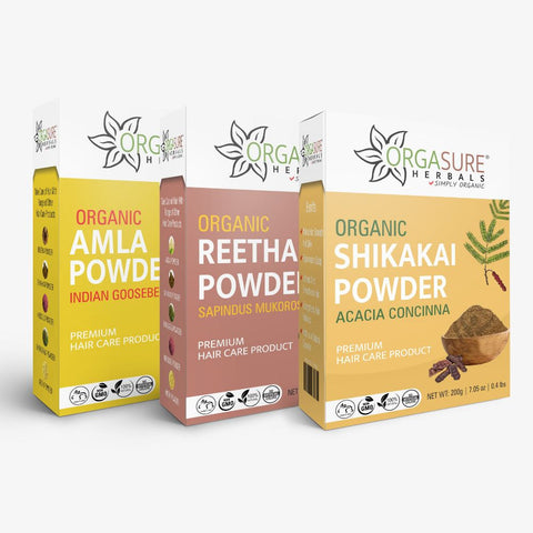 Amla, Reetha, Shikakai, Powder for Hair Care  Combo Pack of 3, Each 200gm Amla, Reetha, Shikakai, Powder for Hair Care  Combo Pack of 3, Each 200gm
