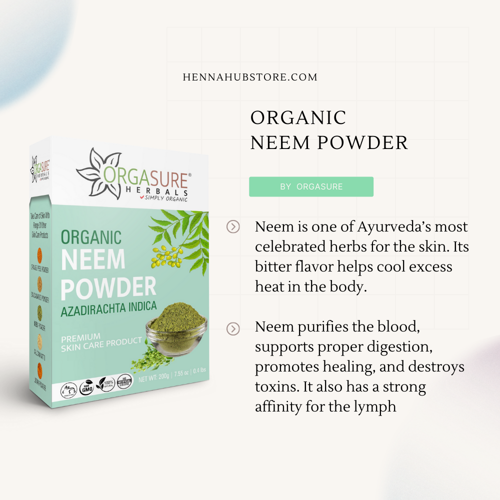 Organic Neem Powder for Face and Hair Care, 200gm - hennahubstore Organic Neem Powder for Face and Hair Care, 200gm - hennahubstore