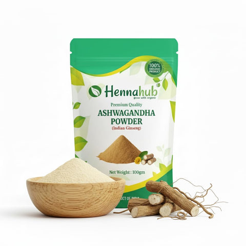 Hennahub Ashwagandha Powder (Food Grade) 100gm Pack | 100% Natural Withania Somnifera Root Powder | Plant-Based Nutrient Source