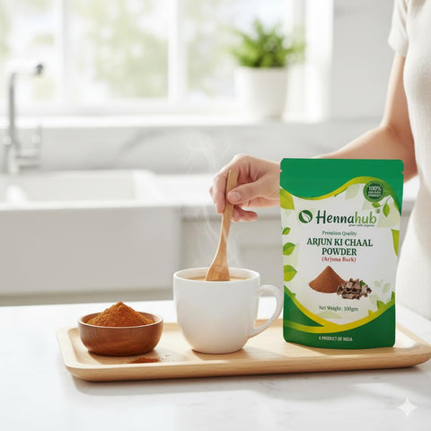Hennahub Arjun Ki Chaal Powder (Food Grade) 100gm | Pure Terminalia arjuna Bark Powder | Traditional Plant-Based Ingredient for Herbal Drinks & Home Recipes