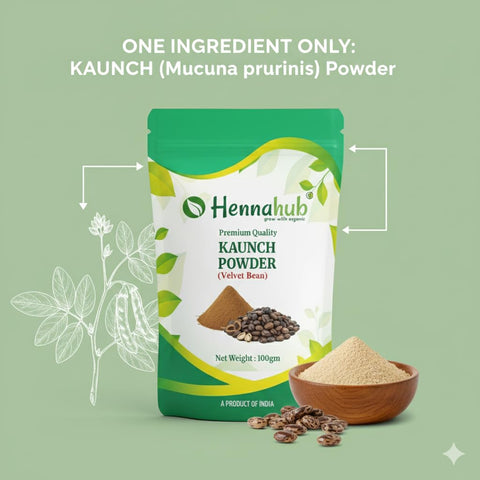 Hennahub Kaunch Powder (Food Grade) 100gm Pack | Pure Mucuna pruriens Seed Powder | Natural Botanical Ingredient for Warm Drinks, Smoothies & Herbal Mixes
