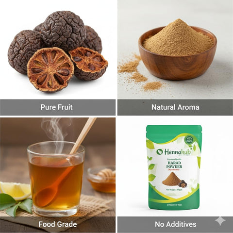 Hennahub Harad Powder (Food Grade) 100gm Pack | Pure Terminalia chebula Fruit Powder