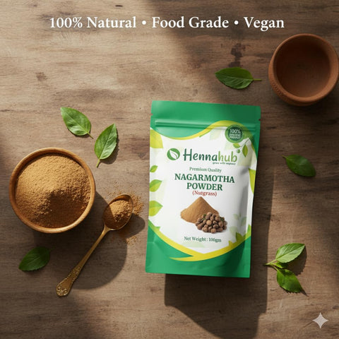 Hennahub Nagarmotha Powder (Food Grade) 100gm Pack | 100% Natural Cyperus scariosus Root Powder | Traditional Herbal Ingredient for Teas & Blends