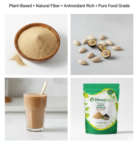 Hennahub Jamun Seed Powder (Food Grade) 100gm Pack | 100% Natural Syzygium cumini Seed Powder | Plant-Based Ingredient for Smoothies & Juices