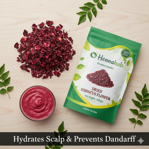 Hennahub Whole Dried Raw Hibiscus Flowers (Sabut) 100gm Pack | 100% Natural Sun-Dried Petals | Herbal Tea & Hair Care