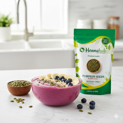 Hennahub Pumpkin Seeds 100gm | Raw & Crunchy Edible Seeds | Premium Food Grade | Fibre & Plant Protein Rich | For Snacking, Smoothies, Granola, Salads & Baking Recipes