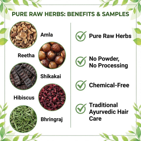 Hennahub Complete Hair Care Raw Herb Combo | Amla, Reetha, Shikakai, Hibiscus & Bhringraj | Pack of 5 × 100g | Traditional Hair Wash, Hair Growth, Anti-Dandruff & Natural Shine | 100% Raw Herbs