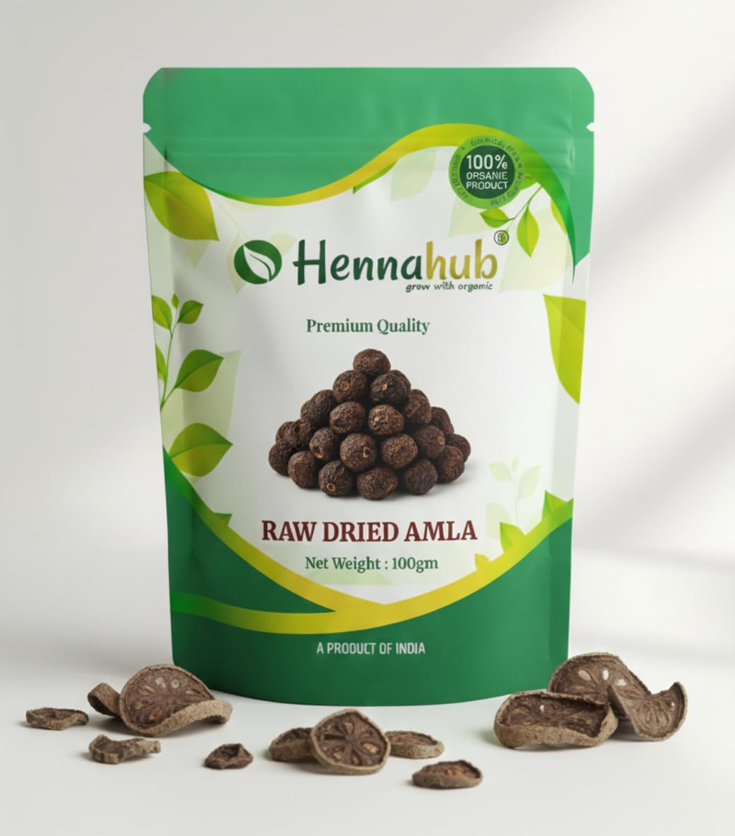 Hennahub Whole Dried Raw Amla (Sabut) 100gm Pack | 100% Natural Sun-Dried Indian Gooseberry