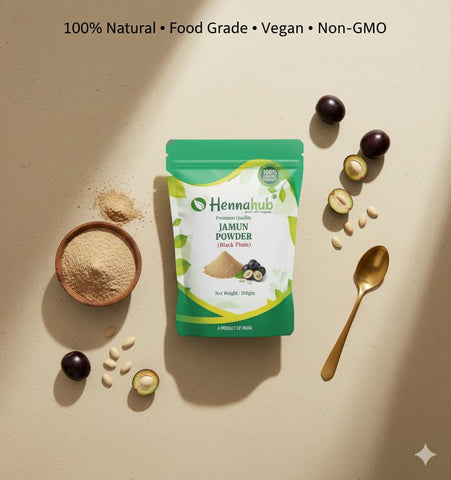 Hennahub Jamun Seed Powder (Food Grade) 100gm Pack | 100% Natural Syzygium cumini Seed Powder | Plant-Based Ingredient for Smoothies & Juices