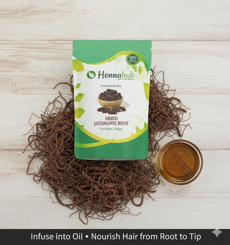 Hennahub Whole Dried Raw Jatamansi Roots (Sabut) 100gm Pack | 100% Natural Spikenard Root | Ayurvedic Herb for Stress Relief, Hair Growth & Sleep Support