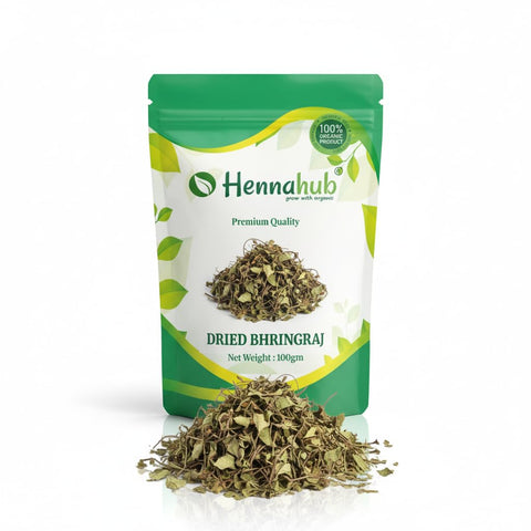 Hennahub Whole Dried Raw Bhringraj Leaves (Sabut) 100gm Pack | 100% Natural Ayurvedic Herb for Hair Growth & Scalp Care