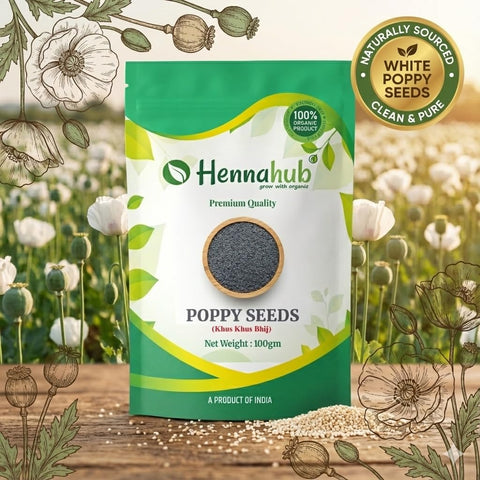 Hennahub Poppy Seeds (Khus Khus) 100gm | Premium White Poppy / Posta Dana / Khas Khas | Food Grade Seeds for Baking, Indian Gravies, Sweets, Thickening & Traditional Cooking