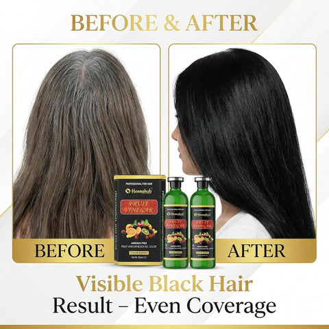 Fruit Vinegar Gel Natural Hair Black Color for Both Men, Women (500ml x 2) - with Gloves