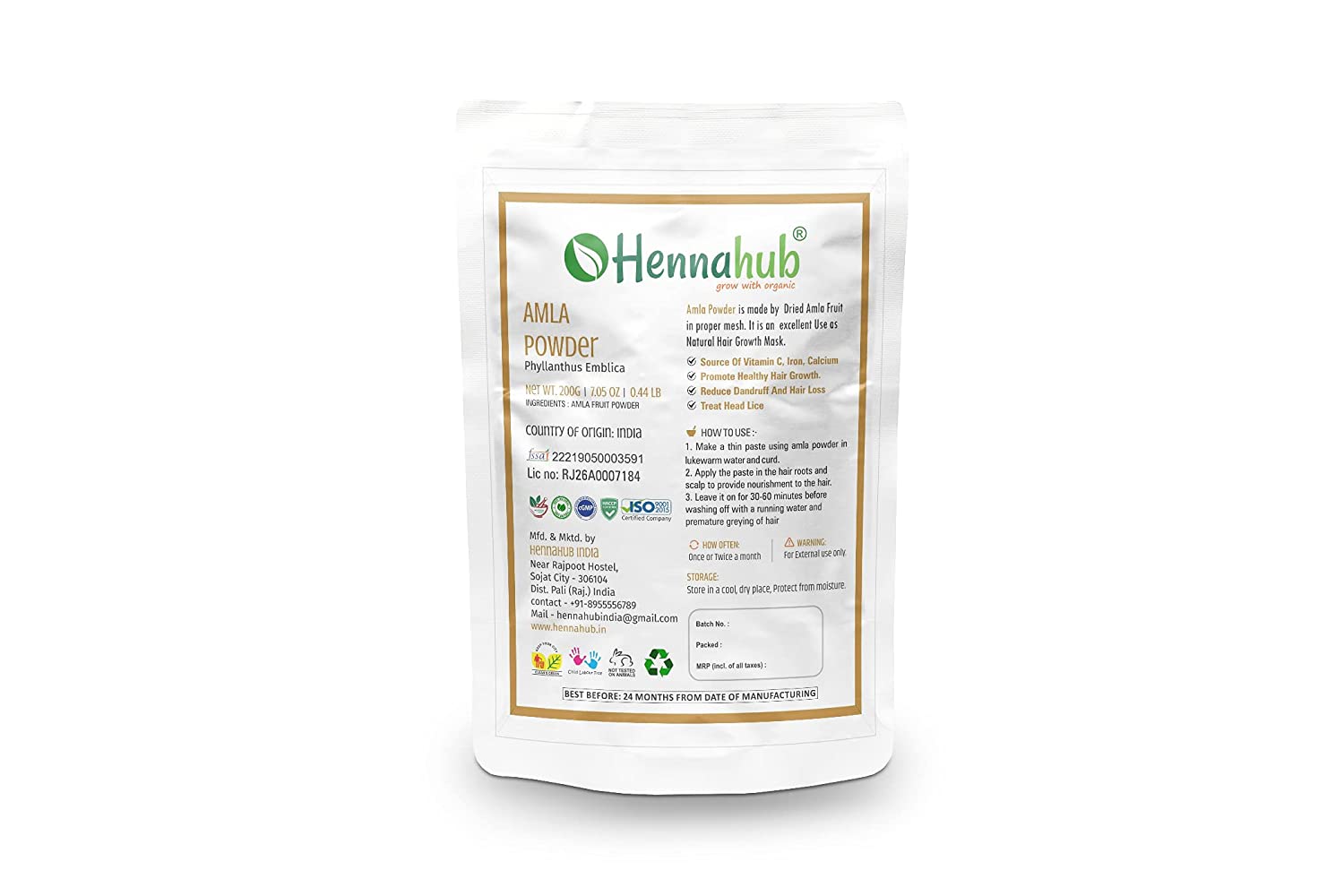 Natural Amla Powder 1 kg for Hair care - hennahubstore